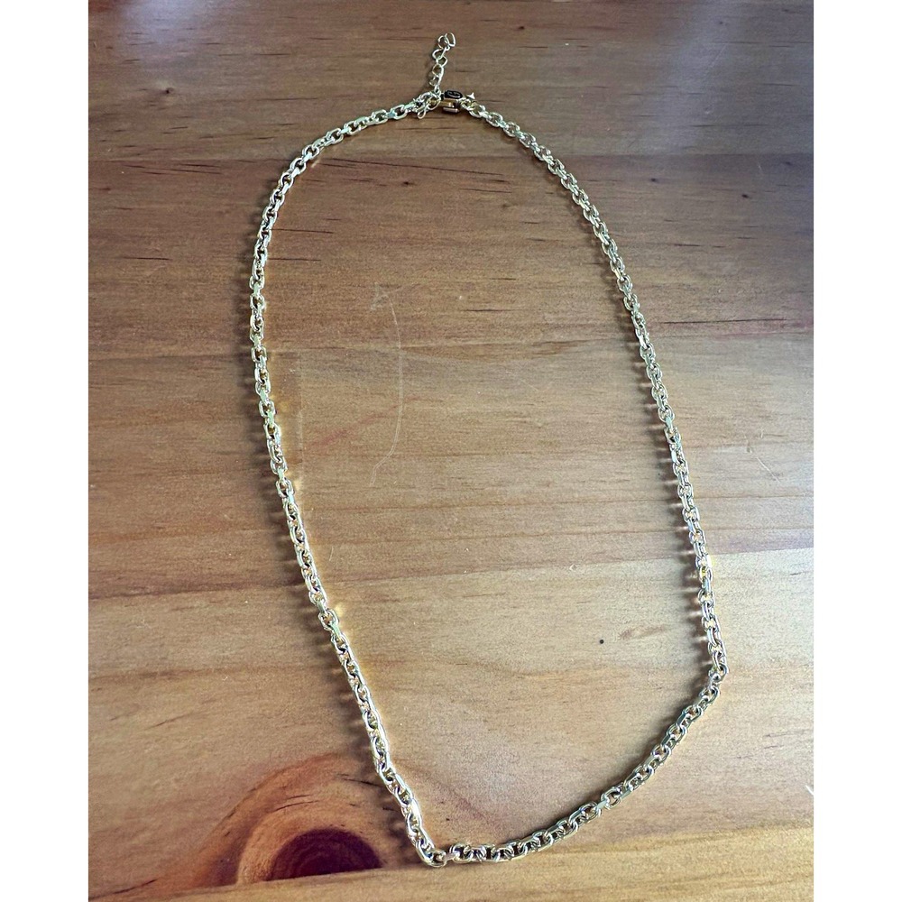 GLD Gold Tone Oval Link Chain Necklace Adjustable Extender Lobster Clasp